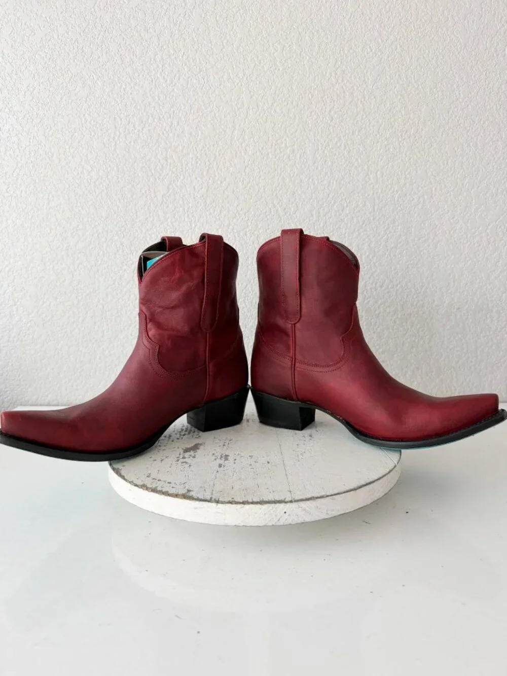 Lane Boots EMMA JANE Red Cowboy Booties Womens 9.5 Western Snip Toe Short Ankle